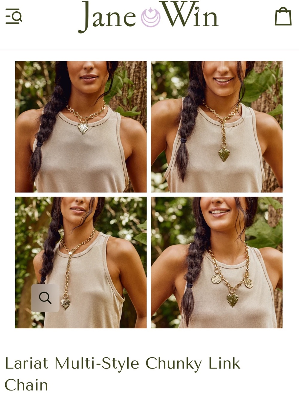 Jane Win Gold Lariat Multi-Style Chunky Link Necklace